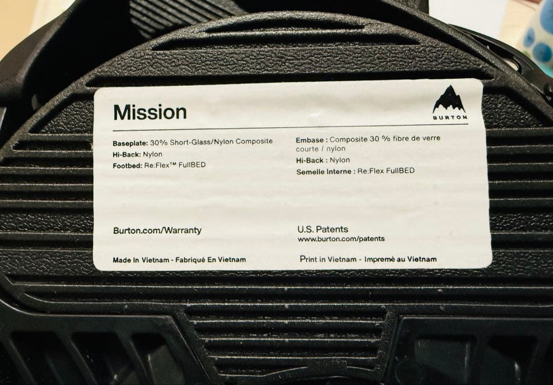 パートン　ビンディング　Mission ReFlex 美品　Mサイズ