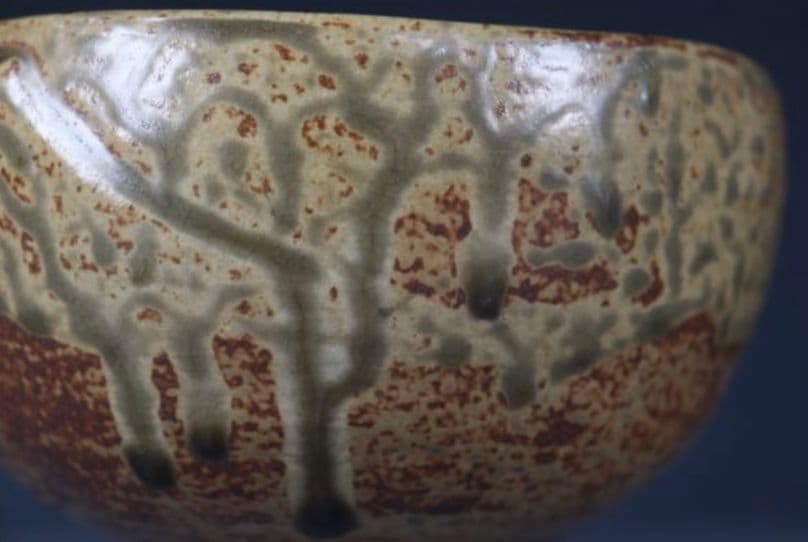 【阿蘇熔岩】火山灰　高田焼　酒井雅女　抹茶碗　阿蘇山図画　焼締　古信楽