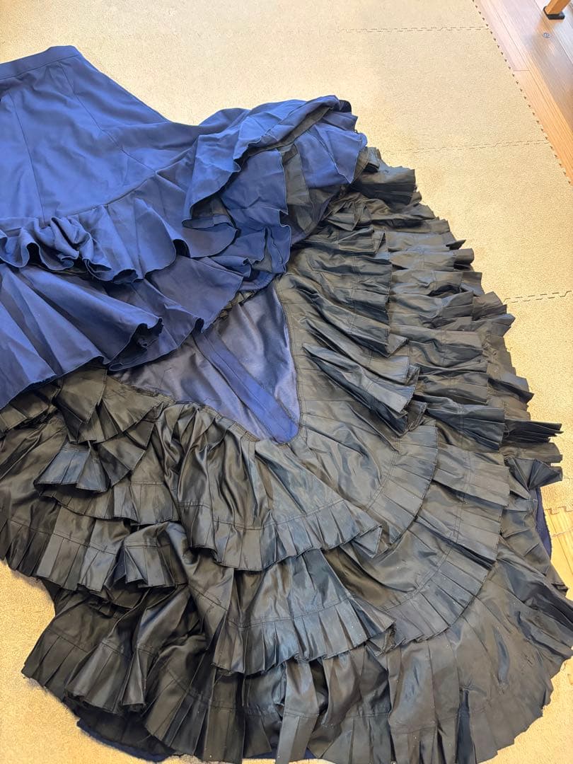 フラメンコ バタデコーラ 濃紺 ネイビー 舞台衣装