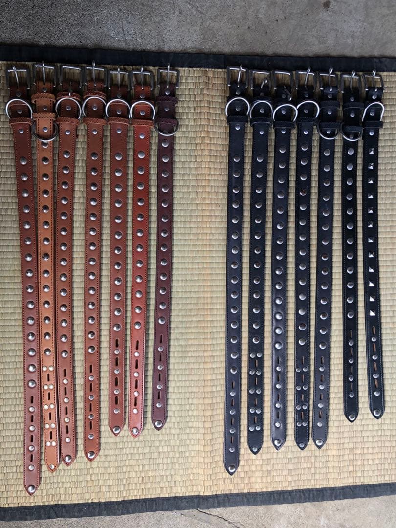 本革製スタッズ付　犬用首輪　渋い首輪　48本セット