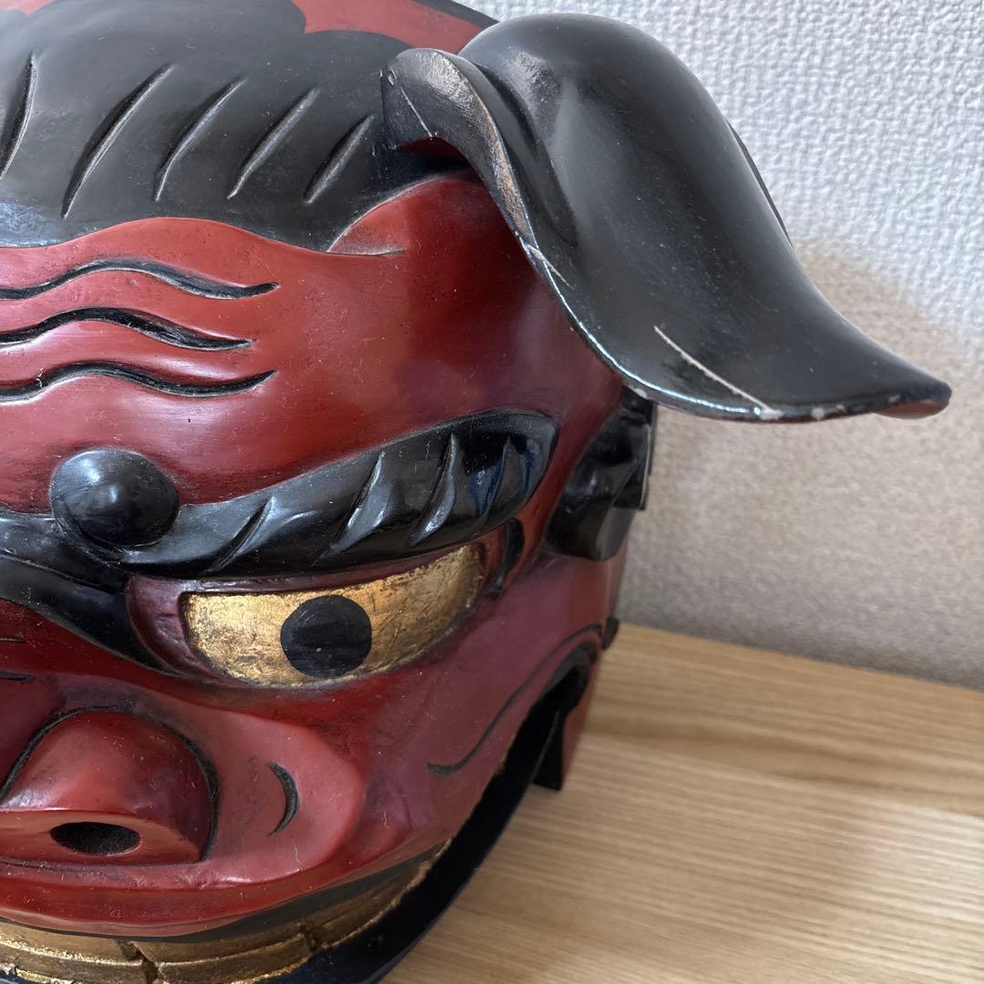 獅子頭 木彫り　魔除け　開運