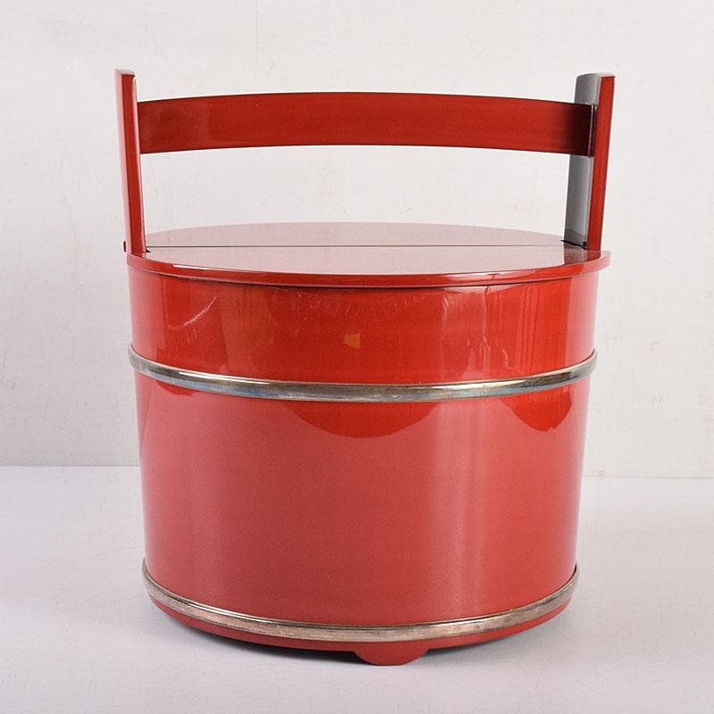 専用　浜木松峰　朱塗銀タガ　手桶水指　堀内宗完(兼中斎)極め箱　VR8538H