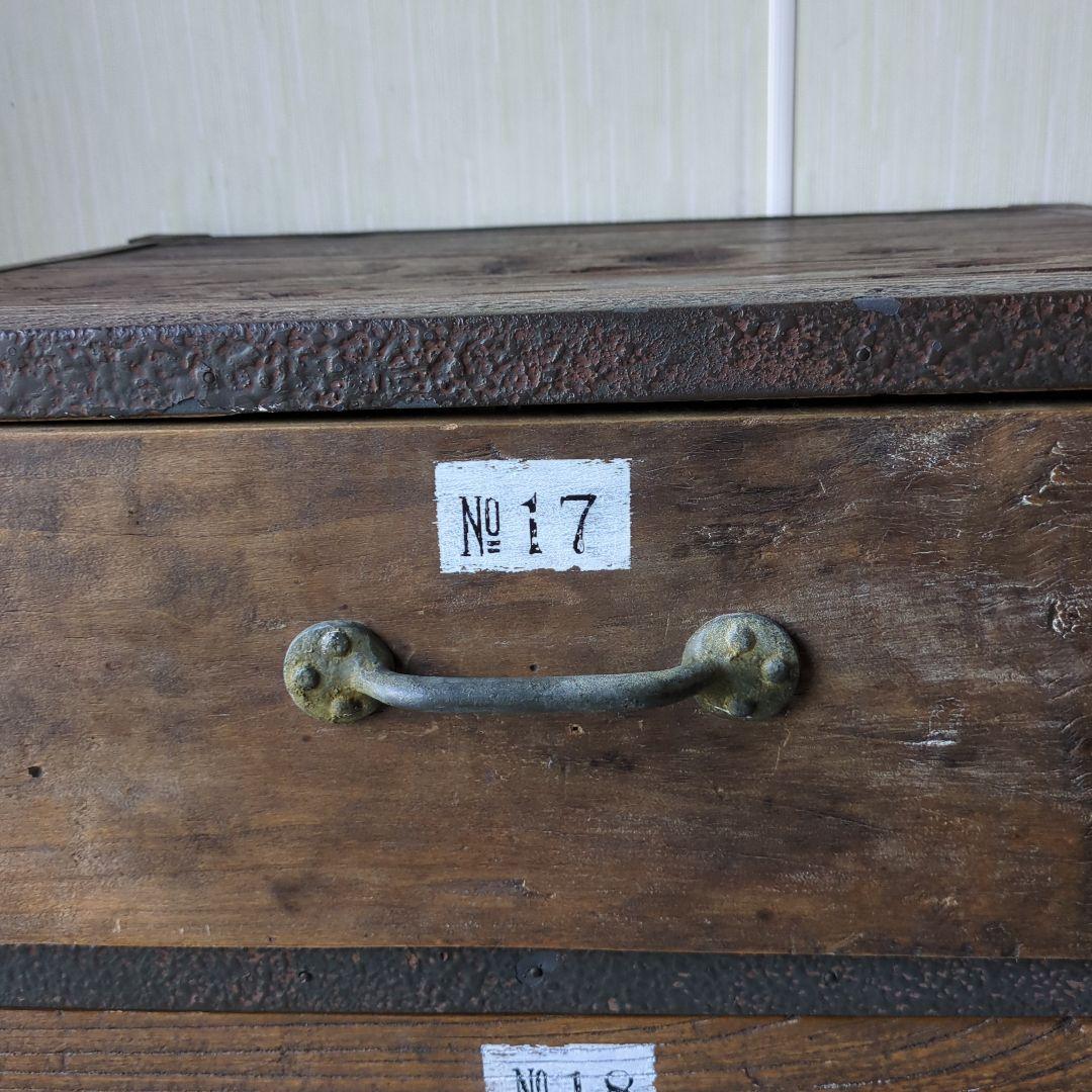 インダストリアル古材木製アイアン3段引き出しチェスト