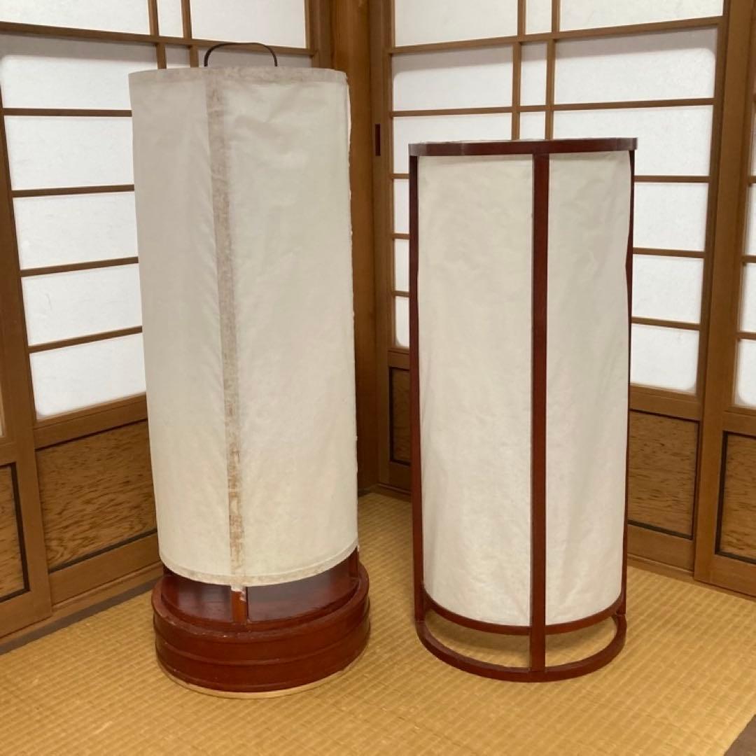 古い置行灯 行燈 ランプ スタンド 照明 木製 漆塗 朱色 大型 和風 レトロ