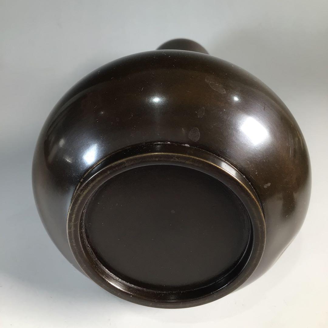 Ｎ５７１　皆具　『一ノ瀬宗辰造』『砂張銅渦巻紋』『水指　建水　蓋置　杓立』　共箱