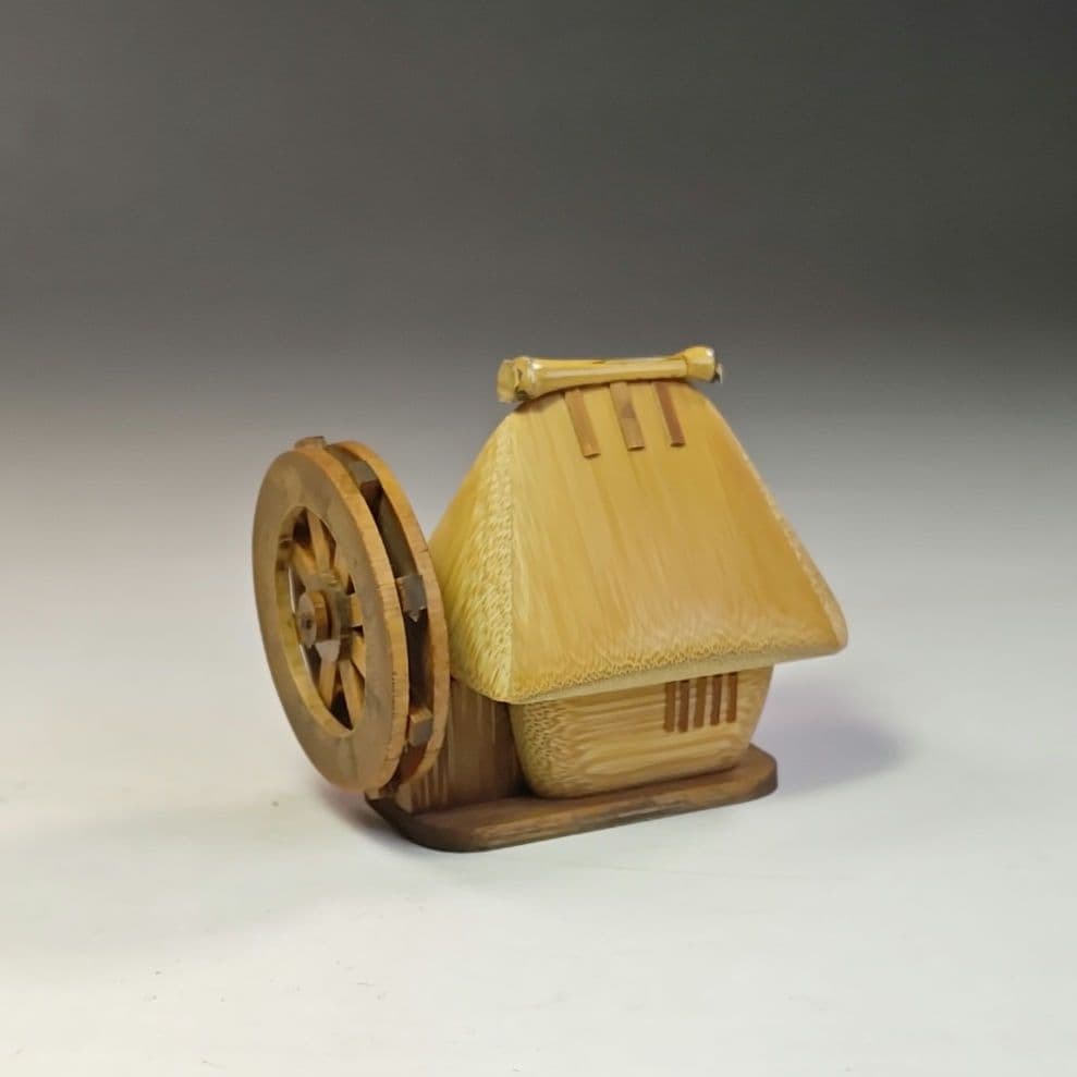 イ744 香合『加州　清水晃樹』『大名竹　水車　葛屋　香合　共箱』茶道具