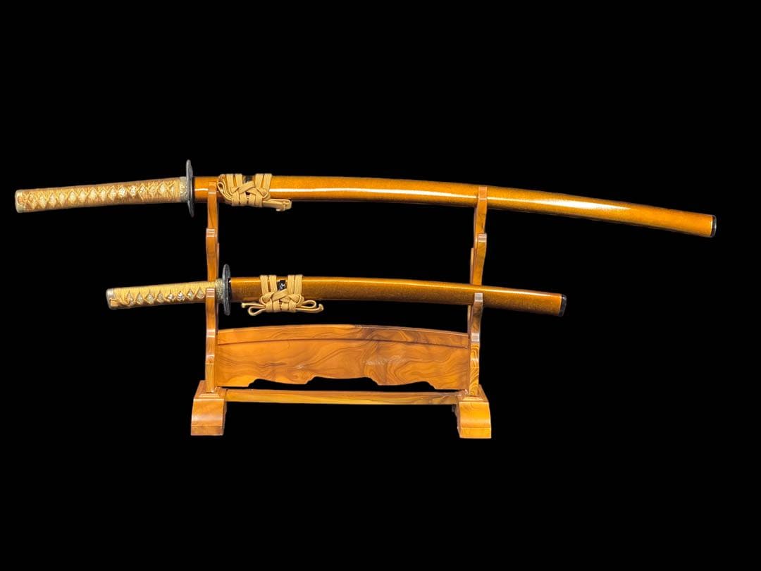 G 模造刀　模擬刀　武具　2本　透かし鍔　刀掛け付き　5本掛け　分解式