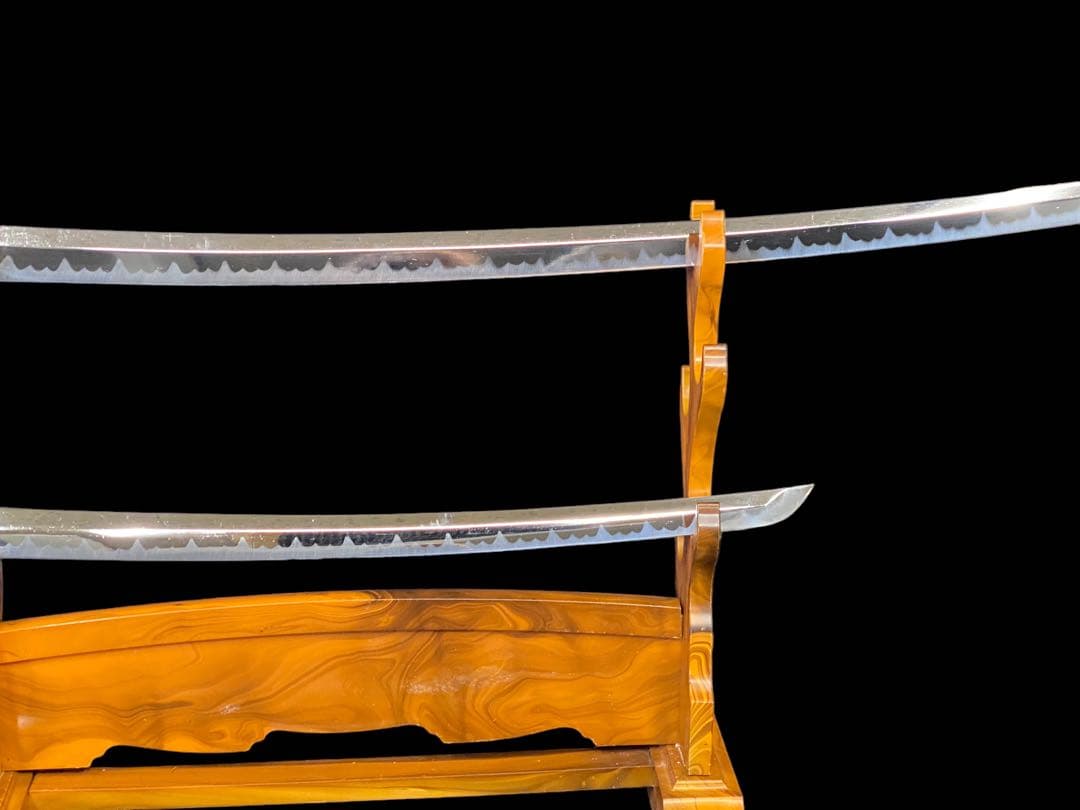 G 模造刀　模擬刀　武具　2本　透かし鍔　刀掛け付き　5本掛け　分解式