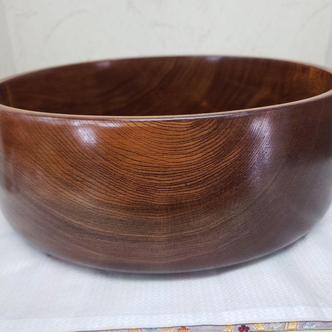 蔵出し特価欅製 無垢茶びつ茶箱 円形 蓋(お盆)付き直径３３cm 高さ１３cm