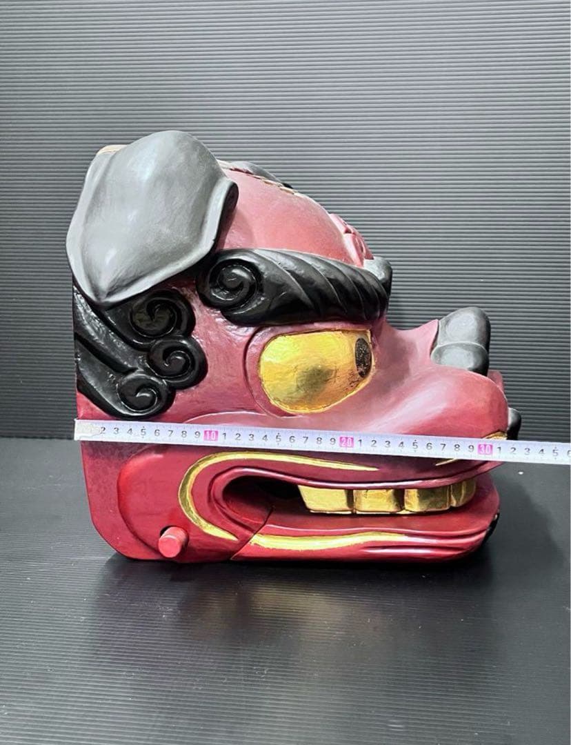 獅子頭　獅子舞　木製獅子頭　特大サイズ　３０センチ越え　獅子頭置物　魔除け置物