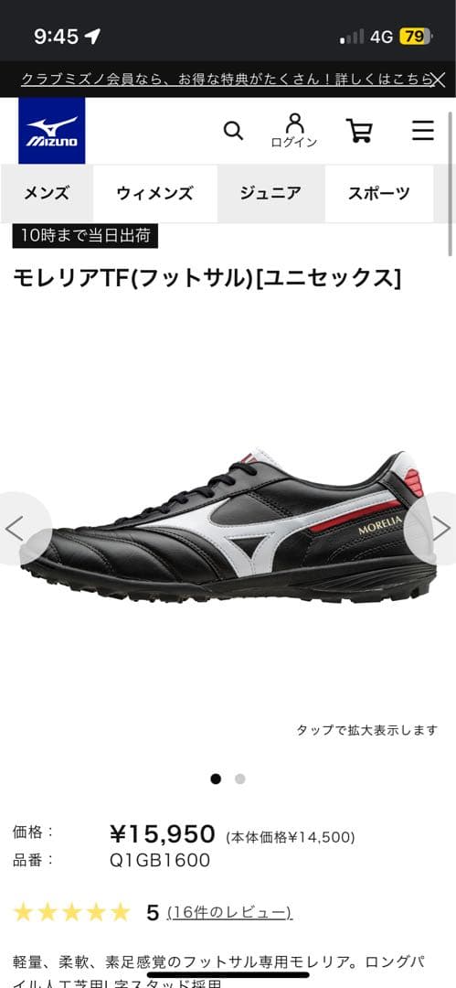 モレリア　トレシュー　フットサルシューズ　25.5cm