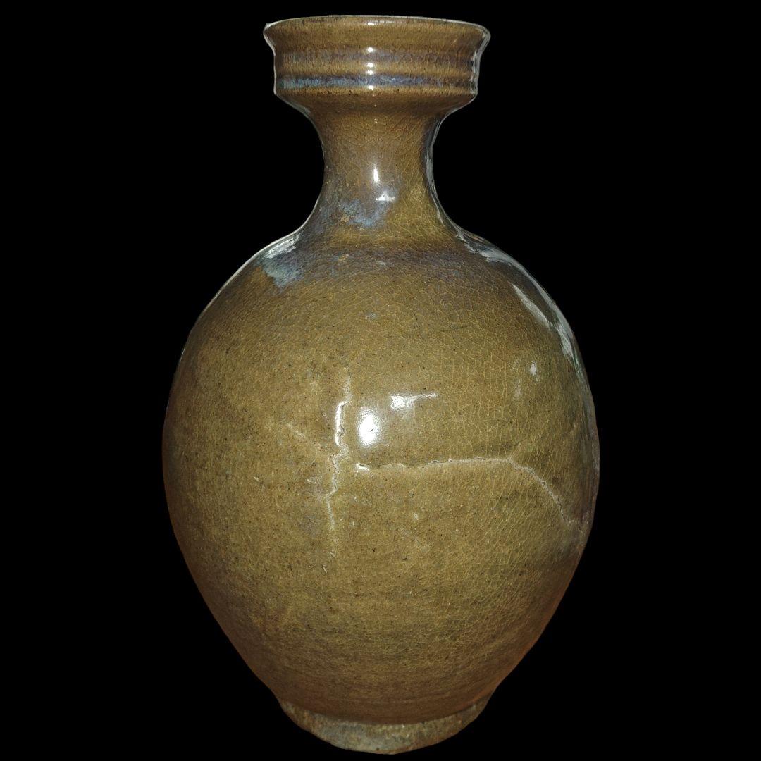 李朝　井戸釉朝鮮徳利　花瓶　古美術