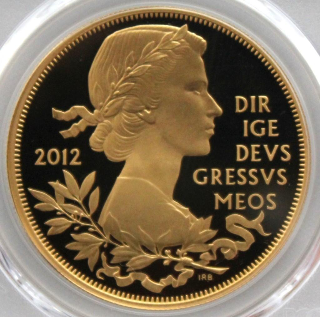 2012年イギリス 即位60周年￡5銀貨 PCGS PR70DCAM 金メッキ