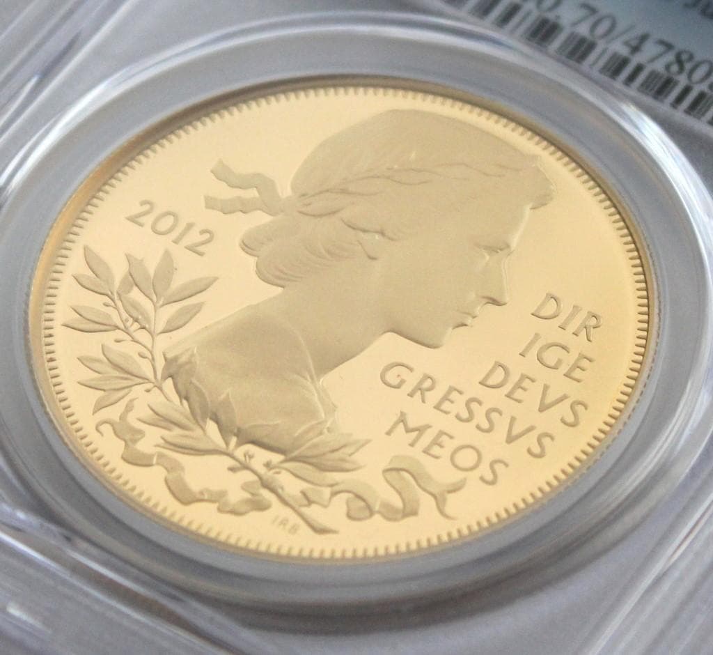 2012年イギリス 即位60周年￡5銀貨 PCGS PR70DCAM 金メッキ