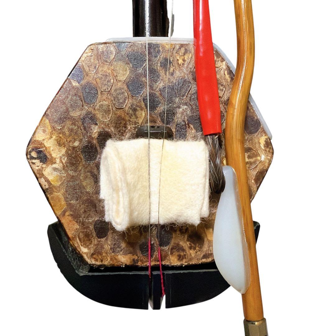 美品　上海民族楽器　牡丹牌　二胡 蛇本革