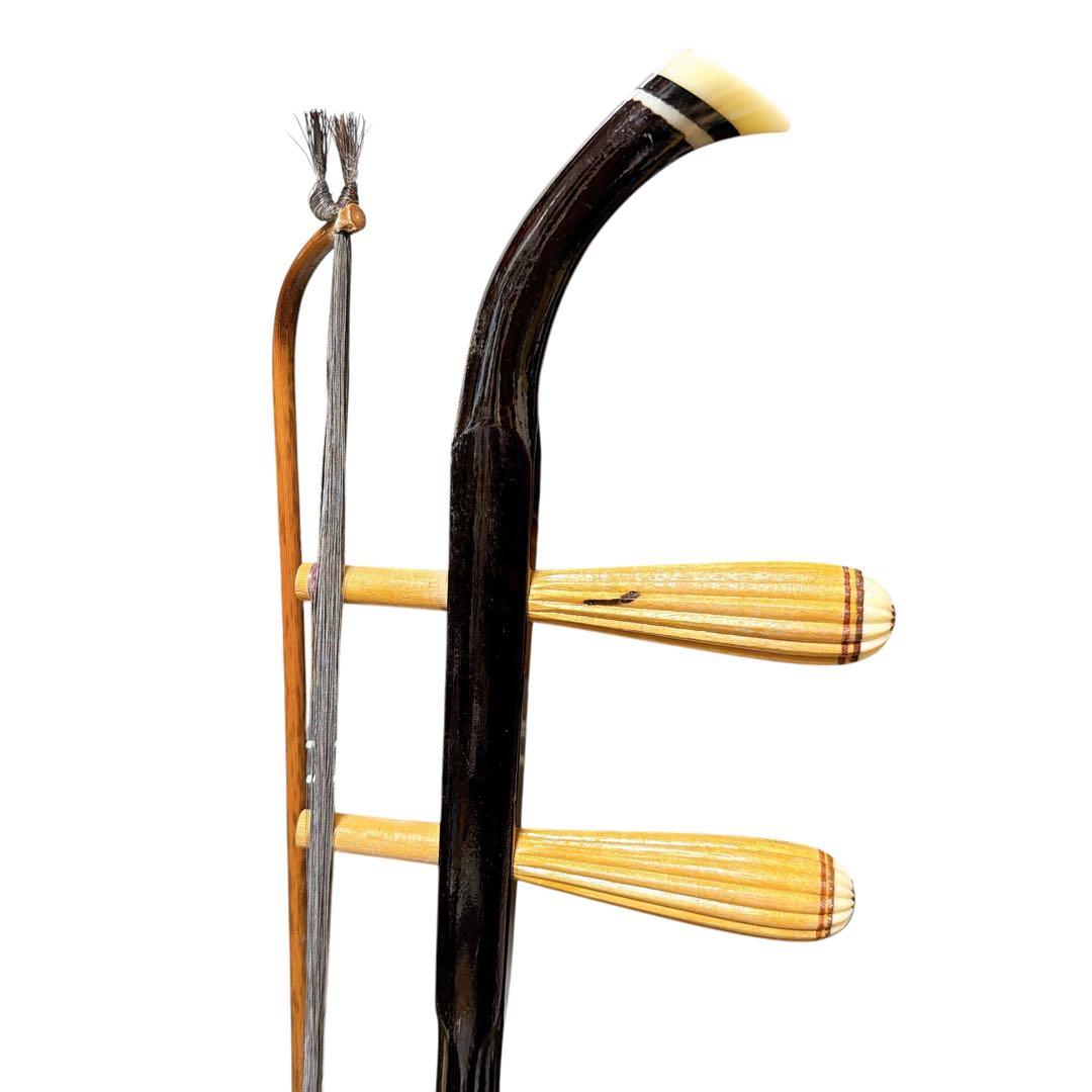 美品　上海民族楽器　牡丹牌　二胡 蛇本革