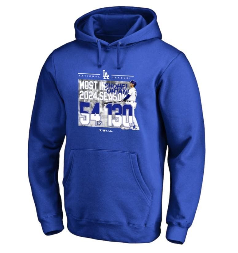 大谷翔平 2024シーズン記念パーカー フーディ 54HR 130打点デザイン