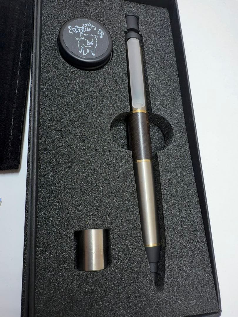 新品未使用　こぶた工房　チタン　アフブラ瘤杢　木軸ペン　シャーペン