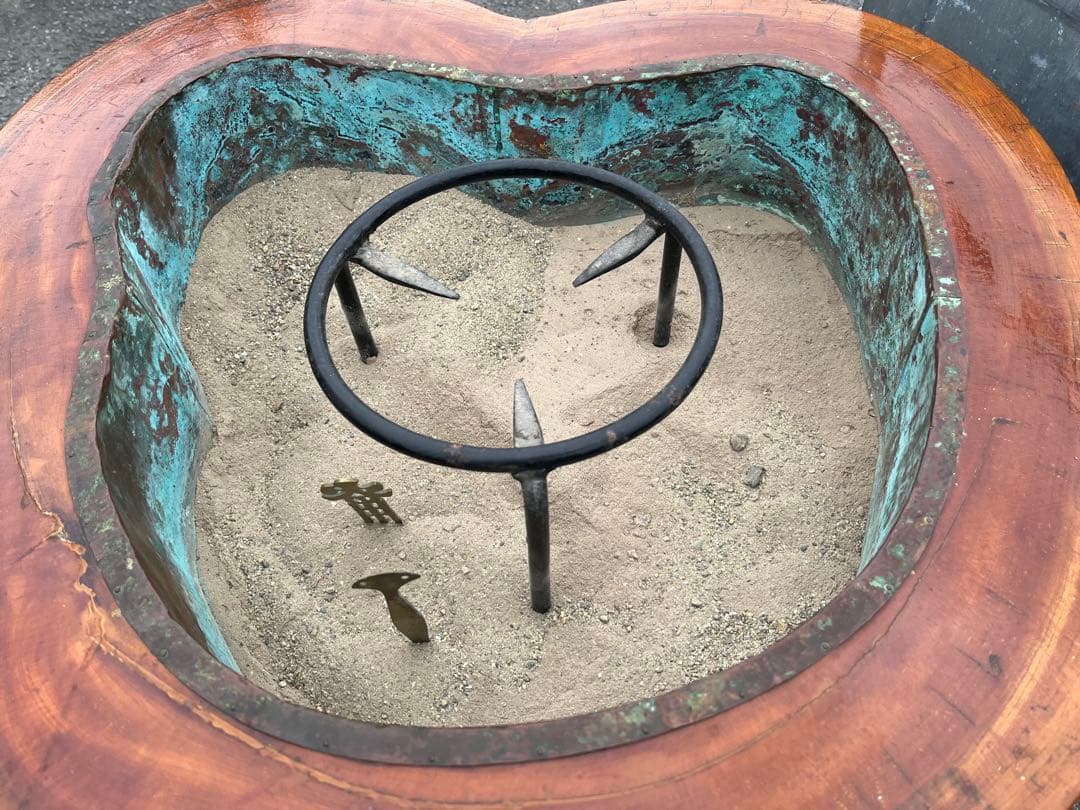 【アンティーク】天然木 切り株 火鉢 無垢 特大 囲炉裏 昭和レトロ 古道具