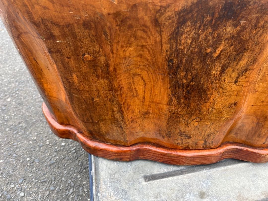 【アンティーク】天然木 切り株 火鉢 無垢 特大 囲炉裏 昭和レトロ 古道具