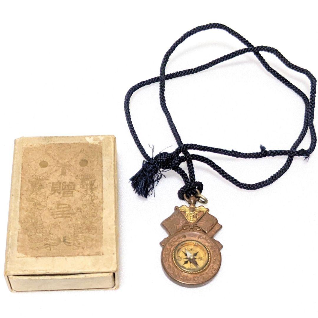 【状態良好】明治時代 大日本帝国 日露戦争 勲章型 方位磁針 箱付【國のいのり】