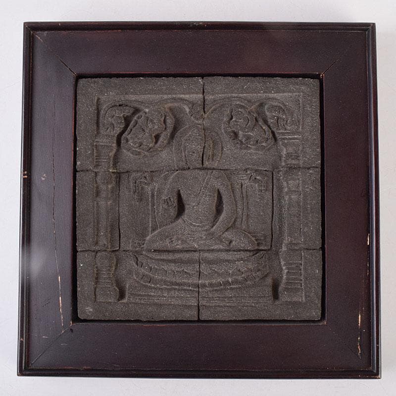 仏教美術　ボロブドゥール寺院　安山岩石粉　レプリカリリーフ　2点　V　R8999