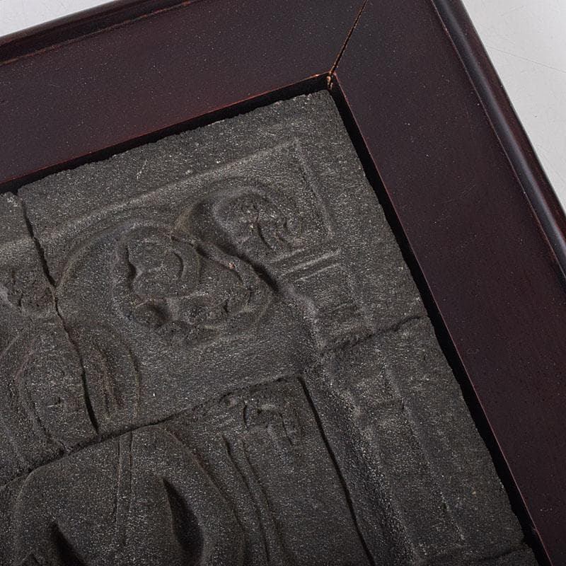 仏教美術　ボロブドゥール寺院　安山岩石粉　レプリカリリーフ　2点　V　R8999