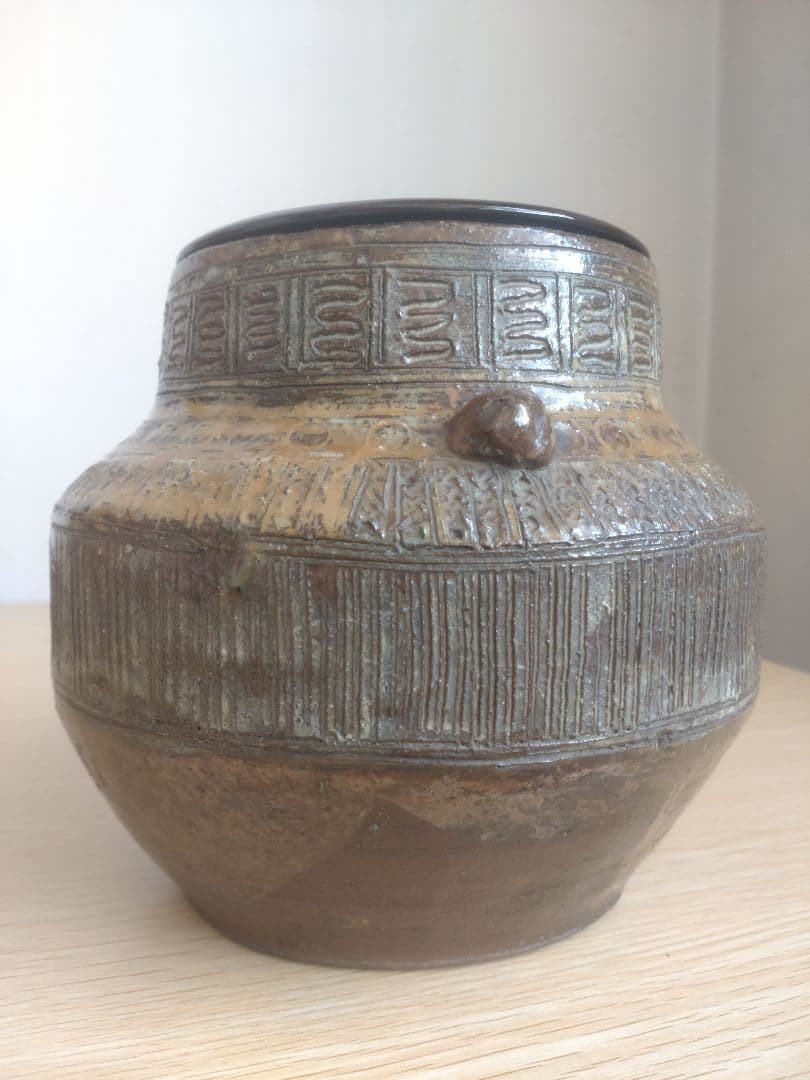 【伝世品　江戸時代1772年〜1840年】平沢九朗　水指　三島耳付　二代九朗識箱