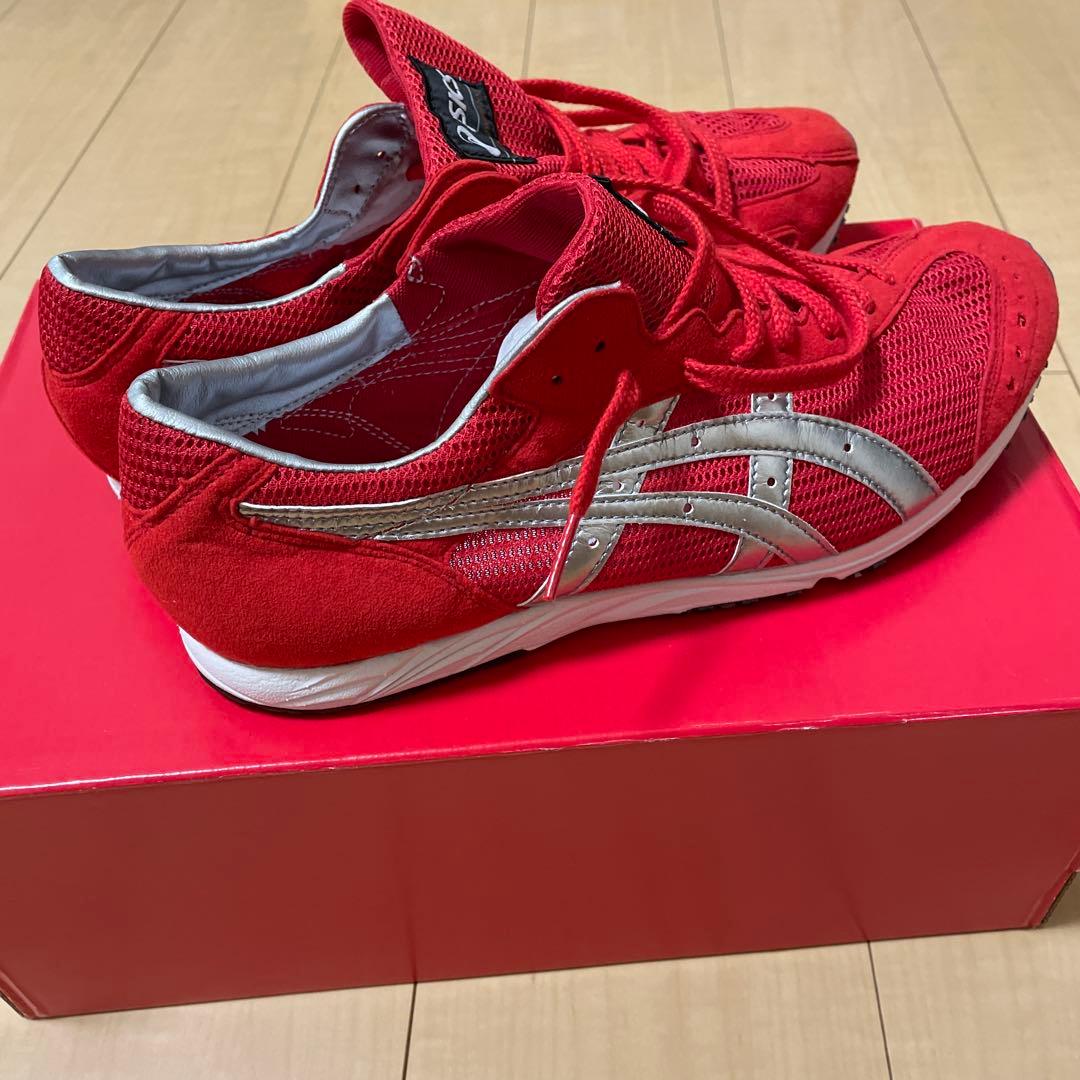 asics レッド メッシュ ランニングシューズ