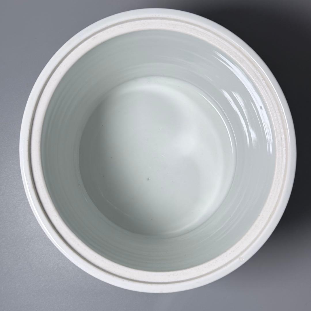 蔵*介様 明治大正期　平戸焼　染付鳥文様水指　共箱　特注蓋付　茶道具　裏千家　表