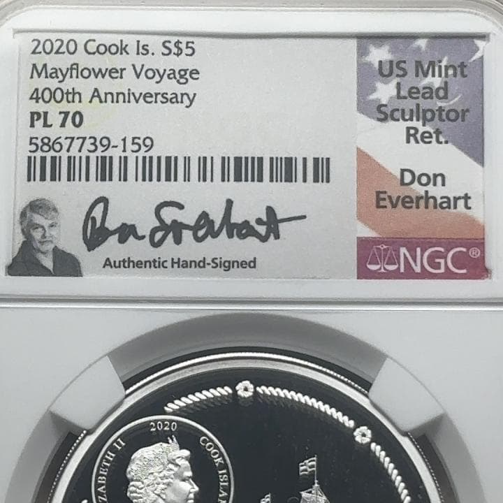 2020 クック諸島 メイフラワー号400周年 5ドル銀貨 PL70