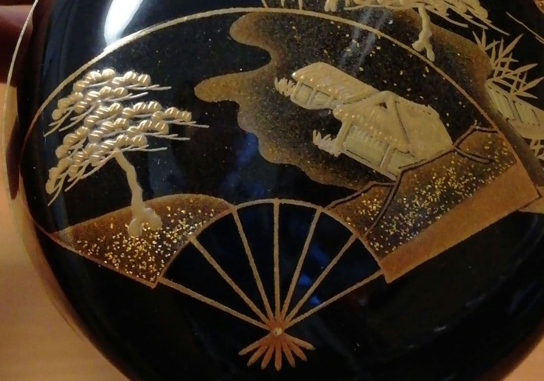 鵬雲斎書付　玉州作　扇　蒔絵　梨地　棗　共箱　茶道具