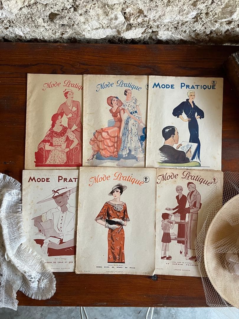 ◆フランスアンティーク｜メルスリー手芸雑誌印刷物紙もの図案パターンファッション