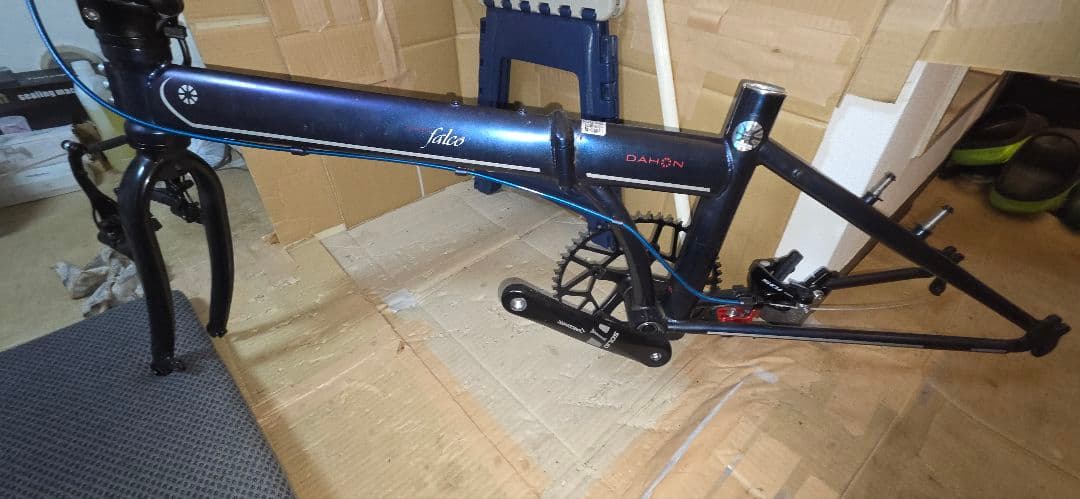 美品ターン スピードファルコ折りたたみ自転車フレーム 紺色