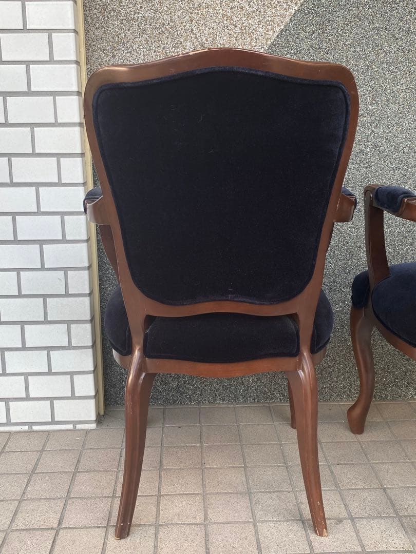 高級ベルベット 猫脚 アーム チェア♦️希少ブラック ゴシック♦️２脚セット♦️送料込