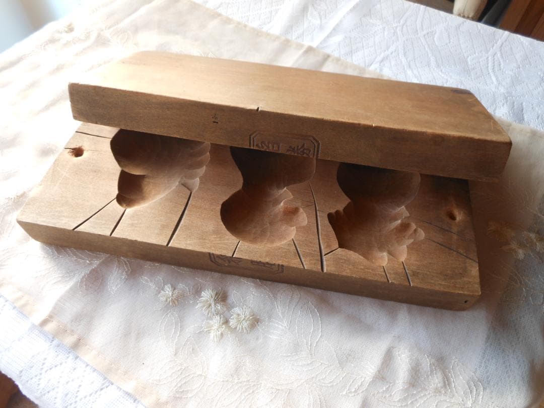 和菓子木型　菓子型　２枚合わせ　古道具　アンティーク