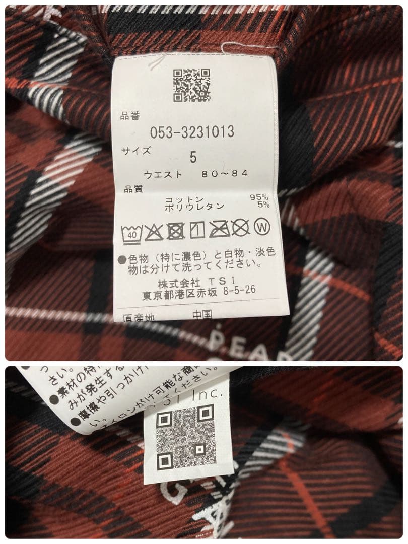 新品 パーリーゲイツ コットンストレッチカルゼチェックパンツ(5)サイズL/茶