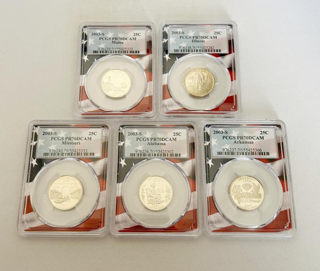 2003年　アメリカ　25セント5枚セット　PCGS PR70　 DCAM
