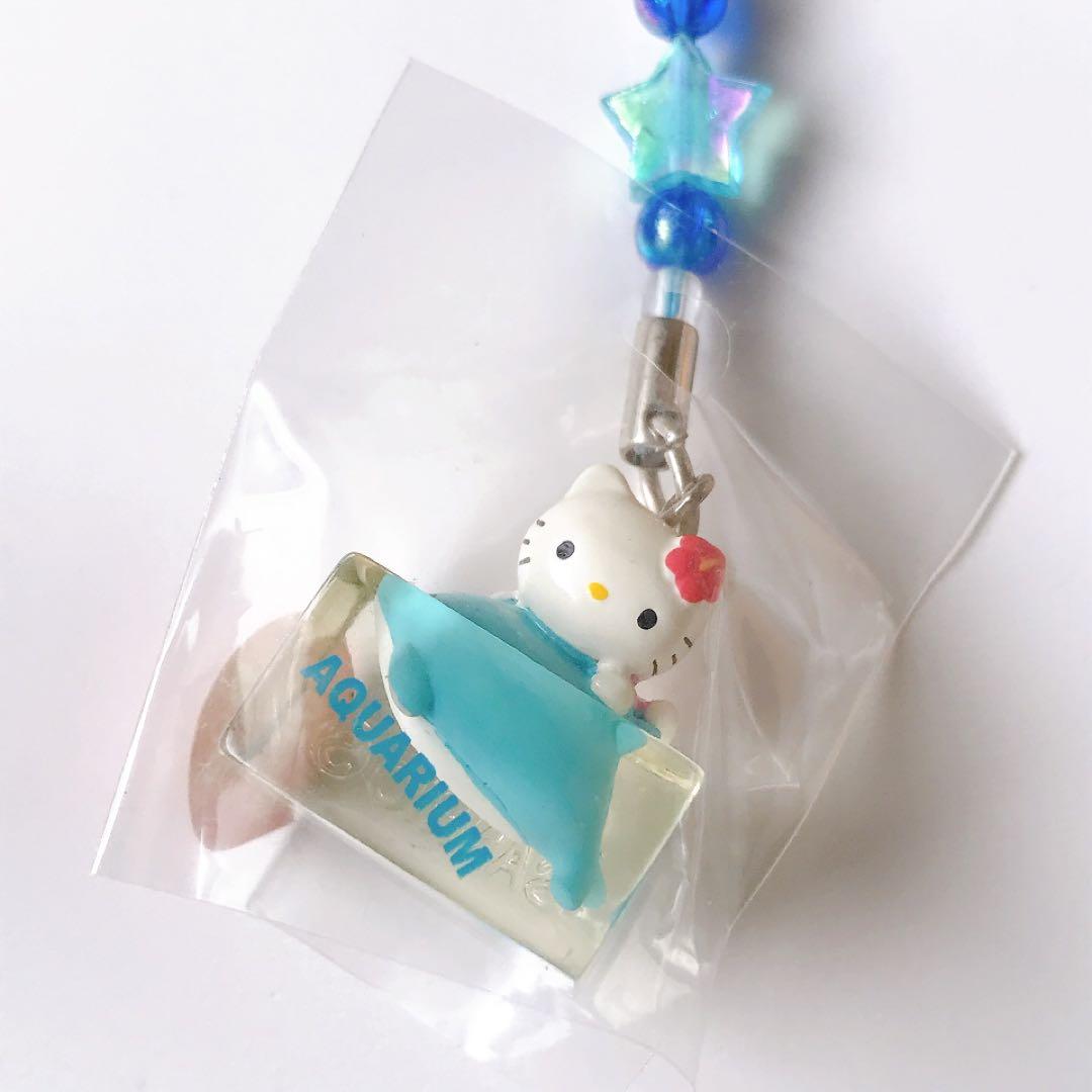 ご当地キティ★水族館限定★クリアキューブ★根付け★ストラップ★イルカ★ビーズ