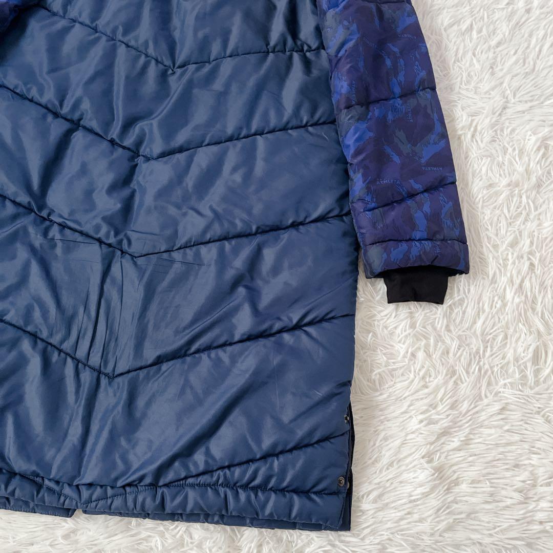 美品✨ATHLETA ベンチコート 迷彩切り替え フード付き 中綿ロングコート