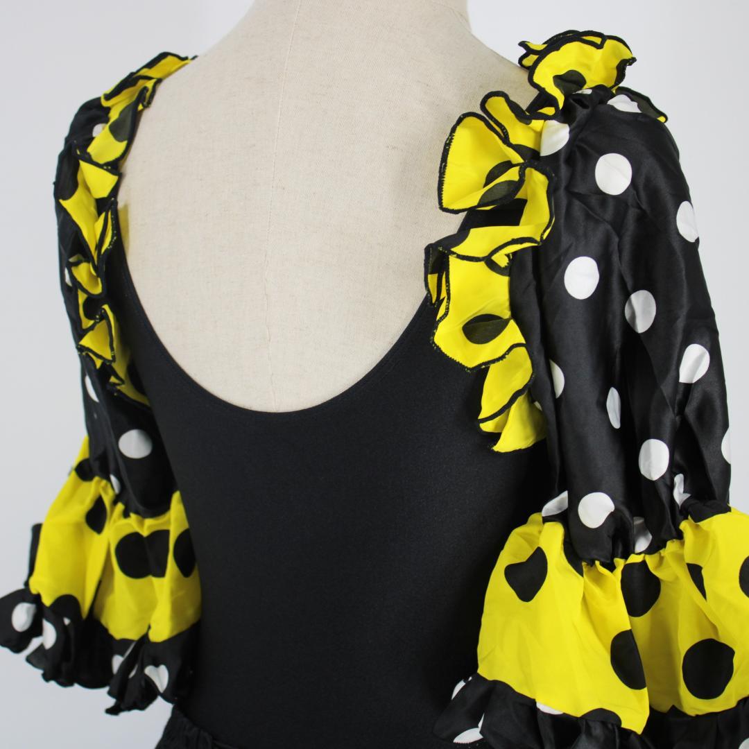 【美品 フラメンコ衣装】ブラック×ドットボランテ 上下セット ツーピース セット