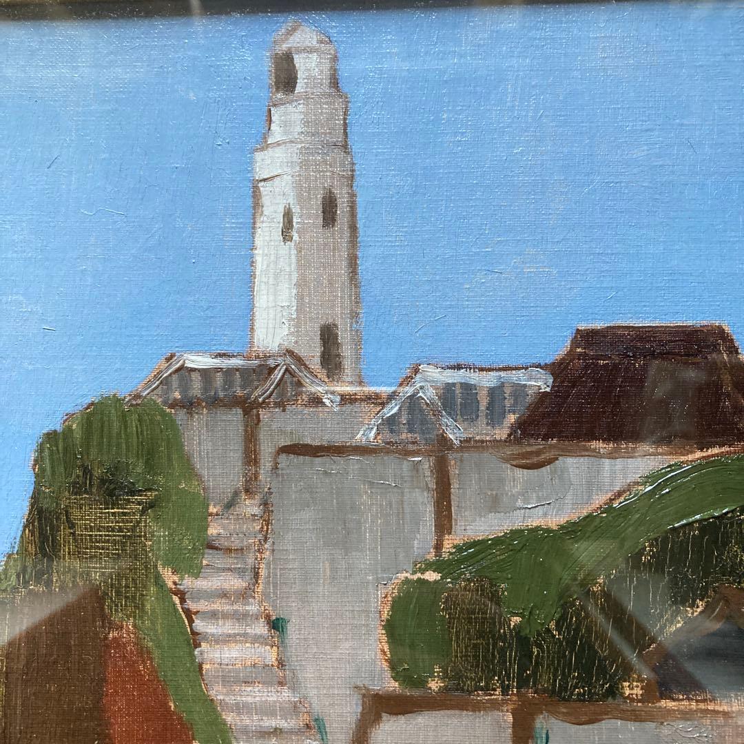 佐田勝「灯台」額46.4×37.2絵33.4×24.3cm師藤島武ニ東京美術学校