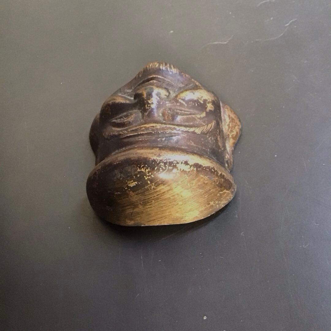 珍品　金属製顔彫刻　オブジェクト　骨董品　アンティーク