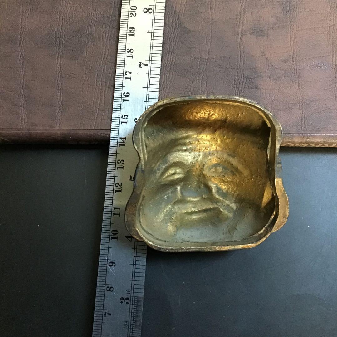 珍品　金属製顔彫刻　オブジェクト　骨董品　アンティーク