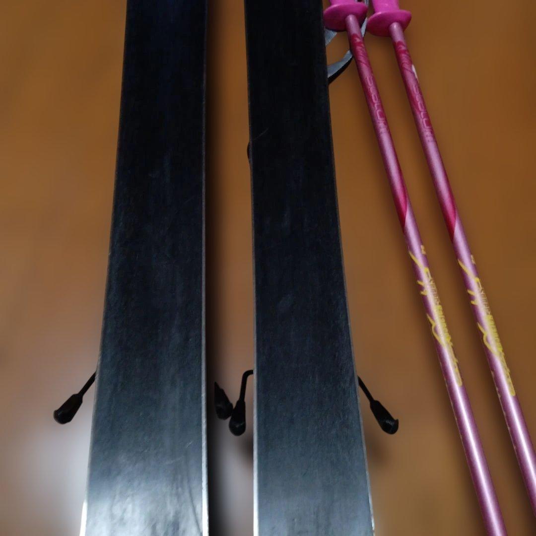 スキー板(120センチ)　ストック　セット　女の子　水色　ピンク