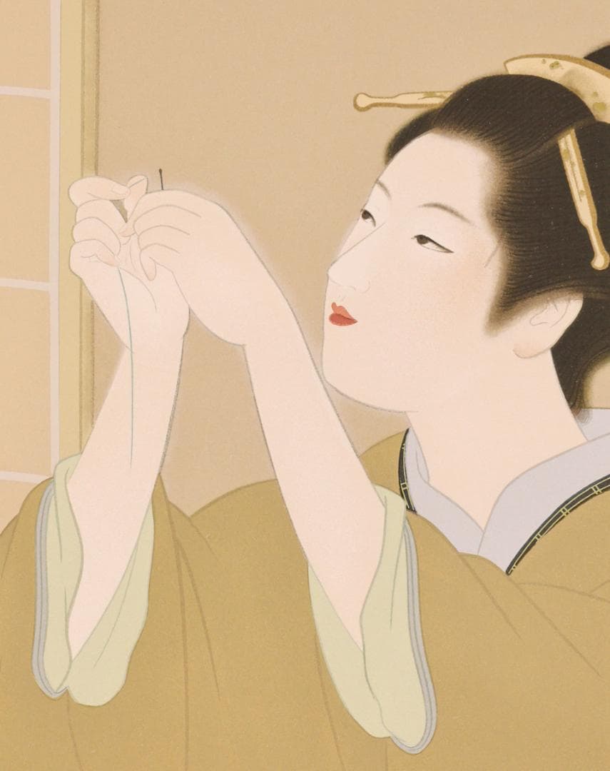 【真作】　BK278　上村松園　「 夕暮 」　10/180　シルクスクリーン