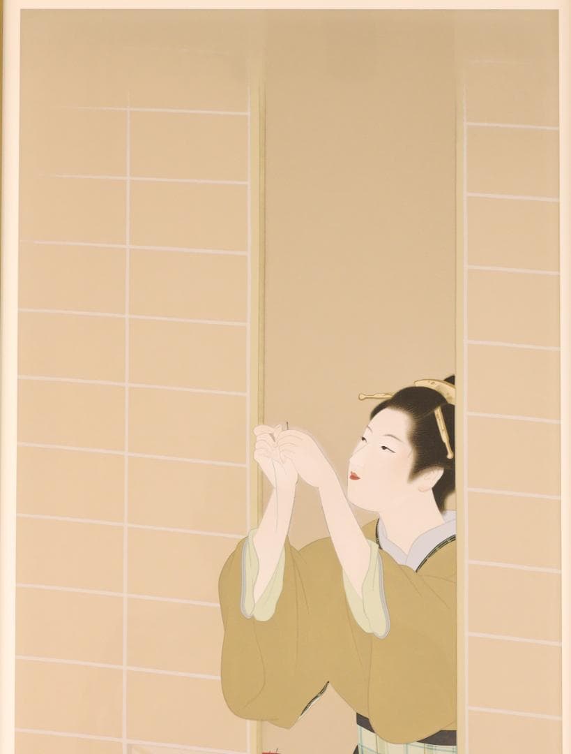 【真作】　BK278　上村松園　「 夕暮 」　10/180　シルクスクリーン