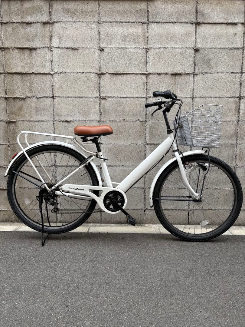 極太両タイヤ新品　シティサイクル　White