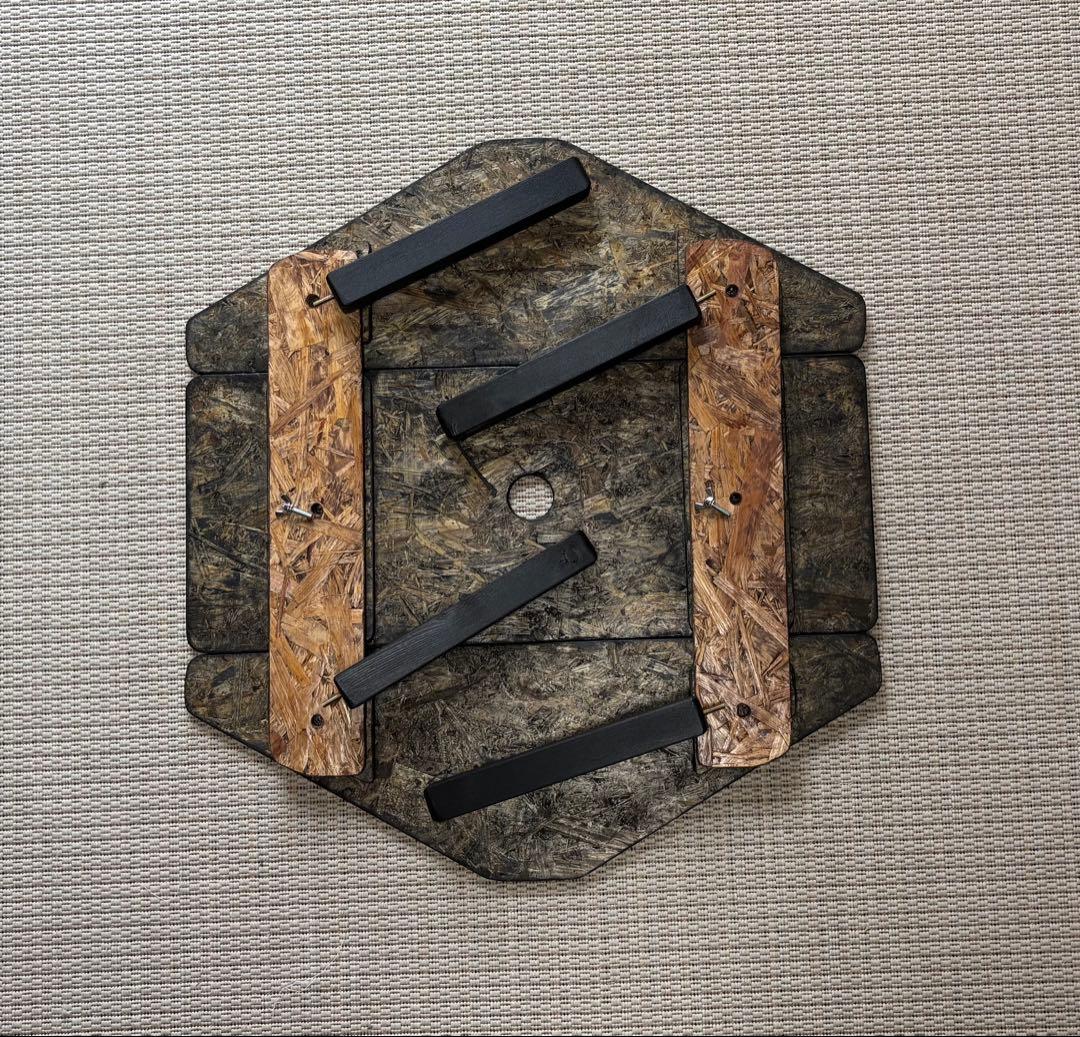 ヘキサテーブル65センターテーブル付きスケルトンブラック塗装 FHC65sb