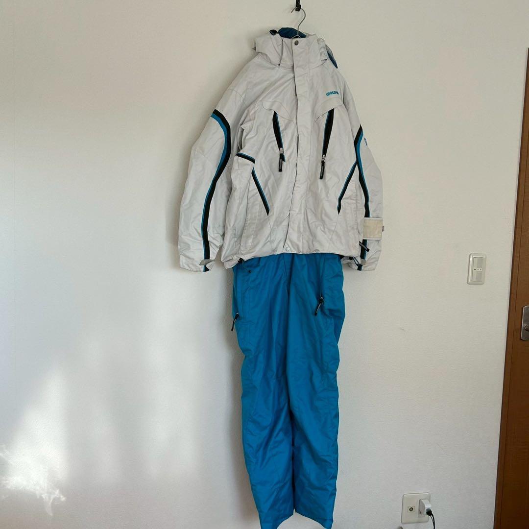 【GOLDWIN】L ホワイト/ブルー スキーウェア 上下セット c110